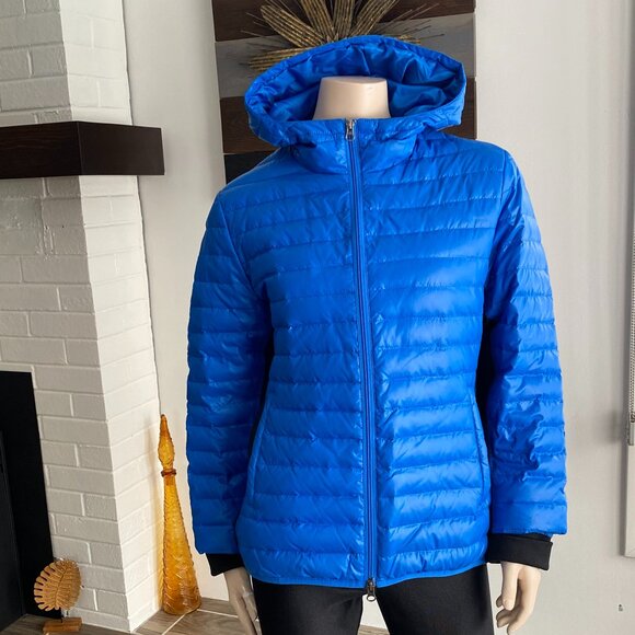 HBC Women's Sport Down Filled Puffer Blue Jacket SZ L - Picture 1 of 14